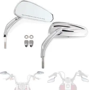 Handlebar Mount Mirrors, Motorcycle Rearview mirrors for 1982-2025 Harley Models, for CVO Dyna Touring Electra Glide Road Glide Road King Softail Street Glide Sportster 1200 883, Chrome