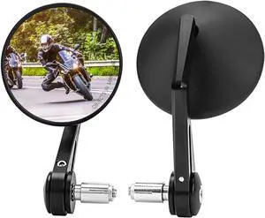 Motorcycle Bar End Mirrors, 360 Degrees Ball-Type Adjustment, Billet Aluminum Handlebar Mirrors compatible for Sportster, Softail, Dyna, Road King, Shadow, Universal Motorcycle Accessories