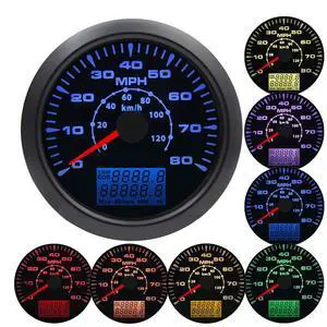 85mm GPS Speedometer Gauge 0-120KM/H 0-80MPH Speed Odometer Gauge Boat MPH Speedometer 8 Colors Backlight for Motorcycle Car Truck with ODO COG Trip 9-32V