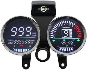 Motorcycle Speedometer Digital Speedometer for Motorcycle MPH Moto Gauge Cluster with Tachometer 13000r/min Odometer Fuel Indicator 6 Gear Compatible for Suzuki GN 125