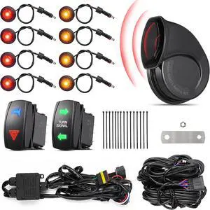 ATV UTV Turn Signal Kit with 110D Horn [Pre-Wired] [Plug & Play] SXS UTV Universal Street Legal Kit with Hazard light, Blinker Kit with Rocker Switch Compatible With  RZR Can-Am CFMOTO