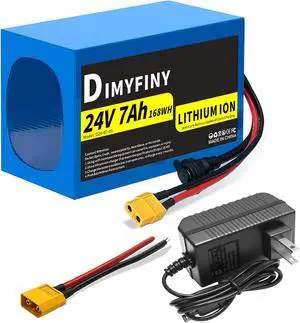 24V 7AH Lithium Battery, Built-in 25A BMS, with Fast Charger XT60 Cable Connector, 24Volt Battery Replacement for Ride on Toy&Cars and DIY Projects 24V 7AH Lithium Battery, Built-in 25A BMS, with Fast Charger XT60 Cable Connector, 24Volt Battery Replacement for Ride on Toy&Cars and DIY Projects