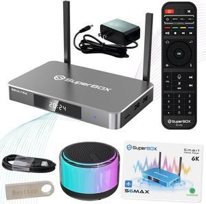 Besttop Latest SuperBox S6 Ultra Fully Loaded,2025 Newest Version,4G+128G Powerful Smart TV Box,Time Shift, Parental Control Time,Super Powerful Media Box with Voice Remote Control,Ideal for Home