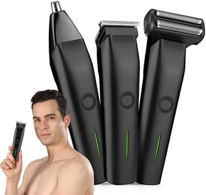 Professional 3-in-1 Beard Trimmer & Grooming Kit - Precision Hair Clippers for Face/Nose/Ear, Rechargeable with 3 Guards, Valentines Gift Ready