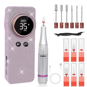 YEVYO Portable Electric Nail Drill 35000RPM Nails Milling Cutter Wireless Pedicure Grinder Rechargeable Nail Drilling Machine YEVYO Portable Electric Nail Drill 35000RPM Nails Milling Cutter Wireless Pedicure Grinder Rechargeable Nail Drilling Machine