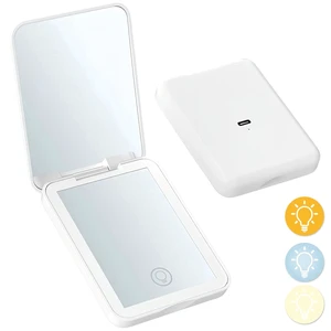 YEVYO Rechargeable Pocket Mirror, Double Sided 1X/3X Magnification Compact Vanity Mirror, 3 Color Lights, Travel Mirror for Women Gifts, White YEVYO Rechargeable Pocket Mirror, Double Sided 1X/3X Magnification Compact Vanity Mirror, 3 Color Lights, Travel Mirror for Women Gifts, White