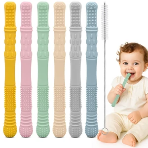 YEVYO Teething Straws for Babies 6-Pack 17cm Hollow Chew Tubes with Toothbrush Texture Soft Silicone Teether Toys for Gum Relief Neutral Colors YEVYO Teething Straws for Babies 6-Pack 17cm Hollow Chew Tubes with Toothbrush Texture Soft Silicone Teether Toys for Gum Relief Neutral Colors