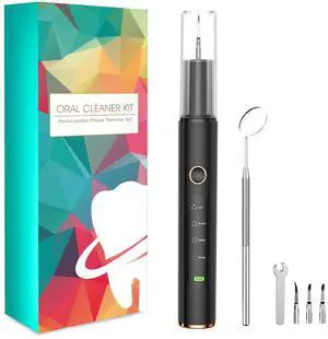 YEVYO Plaque Remover for Teeth - Ultrasonic Tooth Cleaner with 4 Cleaning Modes & LED Display - Hard Tartar Remover Tool for Adults & Smokers - Black