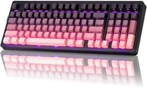 ZORNHER ZH980 Wireless Mechanical Gaming Keyboard,95% Pink & Purple Custom keyboard With Number Pad,Lighted Up PBT Keycaps,Pre-lubed Silent Switches,Hot-Swappable,RGB Backlit,2.4GHz/USB-C/BT5.0