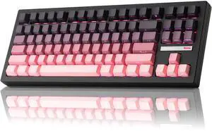 ZORNHER ZH870 Wireless Mechanical Gaming Keyboard,80% Pink & Purple Custom Creamy Sound Keyboard with Shine Through PBT Keycaps,Pre-lubed Linear Switches,Hot-Swappable,RGB Backlit,2.4GHz/USB-C/BT5.0