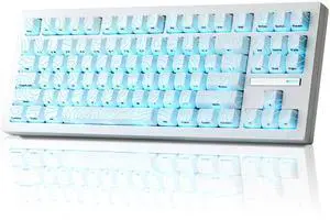 ZORNHER ZH870 Wireless Mechanical Gaming Keyboard,80% White Custom Creamy Sound Keyboard with Lighted Up IMD PBT Keycaps,Pre-lubed Linear Switches,Hot-Swappable,RGB Backlit,2.4GHz/USB-C/BT5.0
