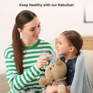 Monport Portable Mesh Nebulizer Machine with Adult & Child Mode, LED Display, 5m Particle Size, Under 50dB, Mask/Mouthpiece Kit for Travel