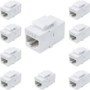 DIXSG Female to Female Cat6 Keystone RJ45 Couplers, 10 Pack, White, Tablet