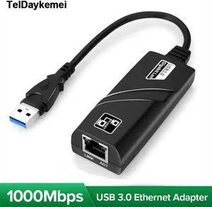 DIXSG Wired USB 3.0 To Gigabit Ethernet RJ45 LAN (10/100/1000) Mbps Network Adapter Ethernet Network Card For PC