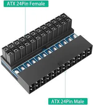 DIXSG ATX 24pin Steering head Desktop computer power supply ATX24P female to 24P male 90 degree adapter adapter card