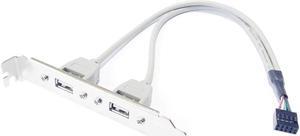 DIXSG CY PCI USB 2.0 A type Female Screw to Motherboard 9p header cable with bracket U2-142