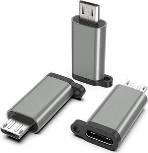 DIXSG USB-C to Micro USB Adapter 3-Pack USB Type C Female to Micro USB Male Converter USB C to Micro B 2.0 Charge & Data Sync Compatible with Galaxy S7 S6 J7 Note 5 Kindle Ps4 and More -Grey