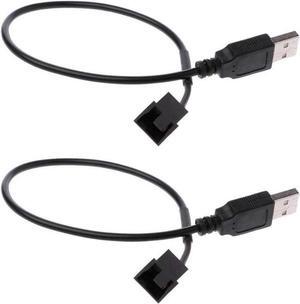 DIXSG (2 Pack) USB to 3-Pin / 4-Pin PWM 5V USB Sleeved Fan Power Adapter Cable USB to 3 Pin / 4 Pin Case Fan Adapter Connector Cable (USB-3Pin/4Pin Cable)