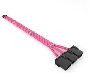 3090Ti&40 Series PCIE5.0 12+4P to Pci-e8P*3 nylon braided network cable PINK