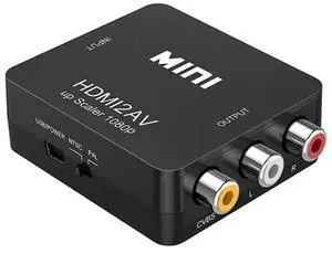 RCA to HDMI Converter,  1080P AV to HDMI RCA Composite CVBS Video Audio Converter Adapter Supporting PAL/NTSC for Xbox/PS2/Wii/SNES/N64/VHS/VCR/DVD
