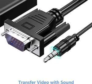 VGA to HDMI Adapter for Connecting Traditional VGA Interface Laptop, PC to HDMI Monitor or Projector, Hannord 1080P VGA Male to HDMI Female Converter with 3.5mm Audio Lead and Power Supply Port