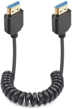 WISDUM 8K HDMI Coiled Cable 1-4FT, 48Gbps Short HDMI Cable Coiled with 8K@60Hz, 4K@240Hz and HDR for ATOMOS Ninja V S.ony A7siii C.anon C300 C500 Ronin RS2 Monitor Camera, Capture Cards, PS5