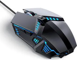 Wired Gaming Mouse, Optical USB Mouse for Laptop/Desktop, Ergonomic, with 6 Programmable Buttons, 4 Adjustable DPI up to 3600 DPI, Multifunctional Wired Mouse for Gaming and Office