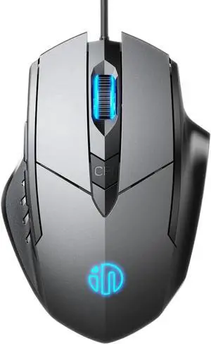 USB Wired Mouse, Ergonomic Design, up to 3200 DPI Adjustable and 6 Buttons, Optimised USB Wired Optical Mouse, Gaming Mouse for PC Laptop Computer for Working and Gaming (Black Gray