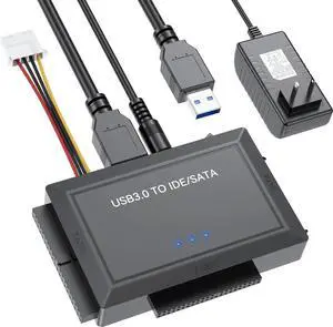 Hard Drive Reader SATA IDE to USB 3.0 Adapter, USB 3.0 to SATA/IDE Hard Drive Ultra Recovery Converter Kit Data Retrieval Device for 2.5" 3.5" HDD SSD Hard Drive Disk 5.25" DVD/CD-ROM Optical Drivedd