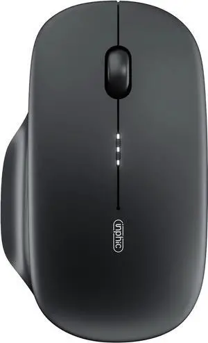 WISDUM Portable Bluetooth Mouse, Tri-Mode (BT1/BT2+2.4G) Wireless Mouse Rechargeable with Thumb Rest | Visible Battery Indicator | Ultra-Slim & Lightweight Mice for PC/Computer/Laptop (Black)