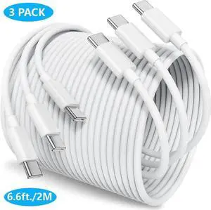 WISDUM USB C to USB C Cable 6Ft/2M for i-Phone 16 15 Charger Cord [3-Pack], 60W 3.1A USB C to C Cables Fast Charging for i-Phone 16/15 Pro/Plus/ProMax,Mac-Book Air, Mac-Book Pro 2024 Sa-m-su-ng S24/23