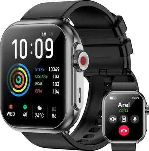 WISDUM Smart Watch for Men Women, 1000mAh Battery 100-Day Standby Time, 1.85" HD Screen Fitness Tracker, 110+ Sport Modes, IP68 Waterproof, Heart Rate/Sleep Monitor, Fitness Watch for Android/iOS
