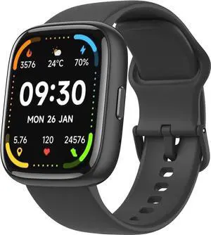 WISDUM Smart Watch, Alexa Built-in Smartwatch(Answer/Make Calls),1.83" HD Fitness Tracker,IP68 Waterproof 100+ Sport Mode Activity Tracker,Heart Rate SpO2 Sleep Monitor, iOS Android Compatible(Black)