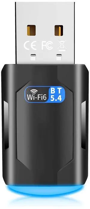 WISDUM 2-in-1 Wi-Fi 6 Bluetooth 5.4 USB Adapter for PC Laptop, AX900Mbps WiFi 2.4G/5GHz Wireless Network Dongle w/Built-in Driver for Windows 11 10 Desktop Headphones, Keyboard, Mouse, Controller