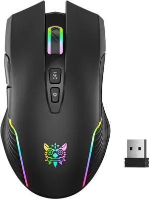 Wireless Gaming Mouse, 2.4Ghz Connection, 5 RGB LED Backlit Modes, Ergonomic Computer Gaming Mice with 7 Macro Buttons, Adjustable DPI, Rechargeable Office Cordless Mouse for PC/Mac/Laptop
