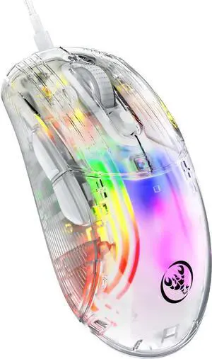 USB Wired Gaming Mouse, PC Gaming Mice with Transparent Chroma 3D RGB Lighting, Max 1,2800 DPI High Precision, Multi-Button Ergonomic Design, Wired Computer Mice for Windows/Mac,PC,PS5, Laptopd