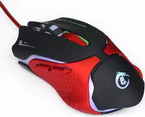 WISDUM Gaming Mouse Ergonomic Optical Gamer Mouse Mice, 4-DPI Adjustment Level 3200 DPI, 7colors LED Backlight 6 Buttons USB Wired Mouses for PC Computer