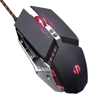 WISDUM Gaming Mouse, Professional Gaming Mouse with 7 Macro Programmable Buttons, 4800DPI Adjustable, Silent Click, RGB Backlit, USB Wired Optical Ergonomic Mouse for PC Laptop Computer