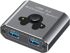 WISDUM 2 Port USB 3.0 Switch Bi-Directional KVM Switch USB Switcher 2 in 1 Out / 1 in 2 Out 5Gbps High-Speed USB Switch 2 Computers Share 1 USB Devices for PCs Mouse Keyboard Printer Scanner