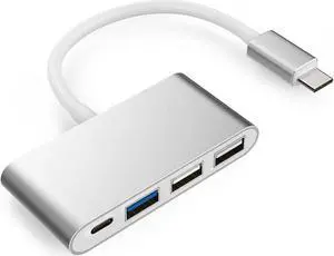 WISDUM 4-in-1 USB-C Hub With USB C Power Delivery, USB3.0 USB2.0 Ports compatible with MacBook Air, MacBook pro 13&15, ChromeBook Pixel, XPS and More, Multiport Charging & Connecting Adapter
