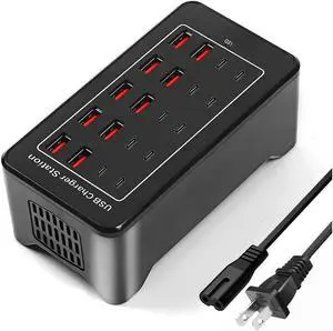 WISDUM [10 USB A + 10 USB C] USB C Charger Block 100W USB C Charging Station, 20 Port (20A) Multiple Charging Hub Desktop 20-Ports USB Charger Compatible for Cell Phone, Tablets, Office Home Use