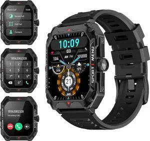 Military Smart Watch for Men(Answer/Make Call) 2.02" Smartwatch with Heart Rate Blood Oxygen Sleep Monitor 128 Sports Modes Fitness Tracker Step Calorie Counter IP68 Waterproof for IOS Android Phones