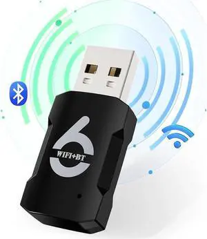 WISDUM 2-in-1 USB WiFi Adapter - WiFi Bluetooth Adapter, 900Mbps 2.4/5GHZ Dual Band WiFi and Bluetooth Adapter for PC/Laptop/Desktop, Driver Free Wpa3, WiFi 6 USB Bluetooth 5.3 Adapter, Win 10/11