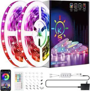 WISDUM  50ft / 15M Led Strip Lights Smart Sync Music Led Lights for Bedroom Home Decoration, APP Control