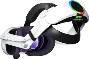 WISDUM VR Head Strap Compatible with Me-ta Quest 3, RGB Light Elite Strap with 10000mAh Battery for O-culus/Me-ta Quest 3 Accessories, Extend Playtime & Enhanced Support for Quest 3