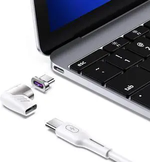 WISDUM USB C Magnetic Adapter, 100w Right Angle Male to Female USB-C Connector PD Charger Cable Extender Mag Fast Safe Charging 480Mbps/s Data Transfer for Laptops Tablet Phone Magnet Plug Extension