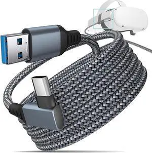 VR Link Cable for O-culus/Me-ta Quest 3/3s/2/1 and PC/Steam VR, 20FT/6M Braided USB 3.2 A to C Compatible for O-culus Quest 3/2 Link Cable, High Speed PC Data Transfer, Fast Charging for VR Headset