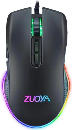 WISDUM Wired Gaming Mouse RGB Backlit Computer Mice 3600 DPI Adjustable Ergonomic Optical Game Mouse 7 Buttons for Gamer Windows PC