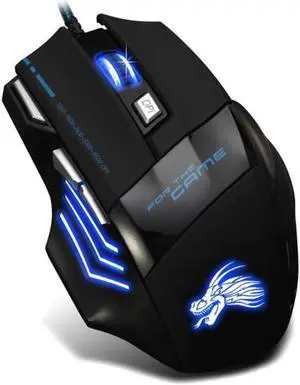 Wired Gaming Mouse 5500DPI Adjustable 7 Buttons Cable USB LED Optical Gamer Mouse For PC Computer Laptop Mice (Color: Black)