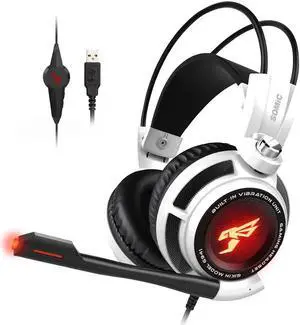 Gaming Headset 7.1 Virtual Surround Sound Headphone with Microphone Stereo Headphones Vibrate for PC Computer Laptop with Mic, Volume Control, LED